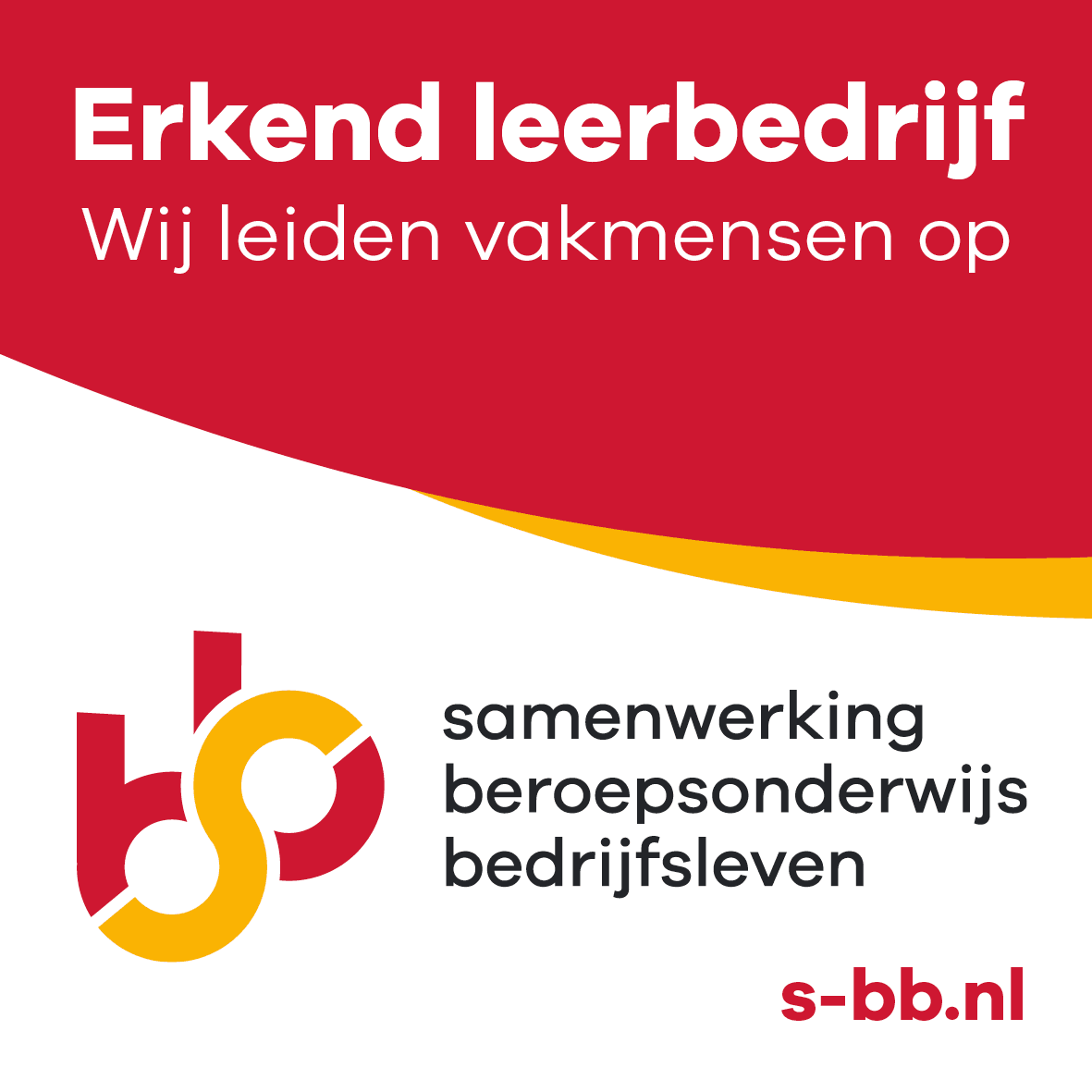 Beeldmerk van SBB, wat De Tuynderie erkend als leerbedrijf waar vakmensen worden opgeleid.